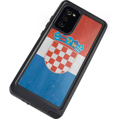 Croatia Flag Distressed Galaxy Note20 5G Waterproof Case